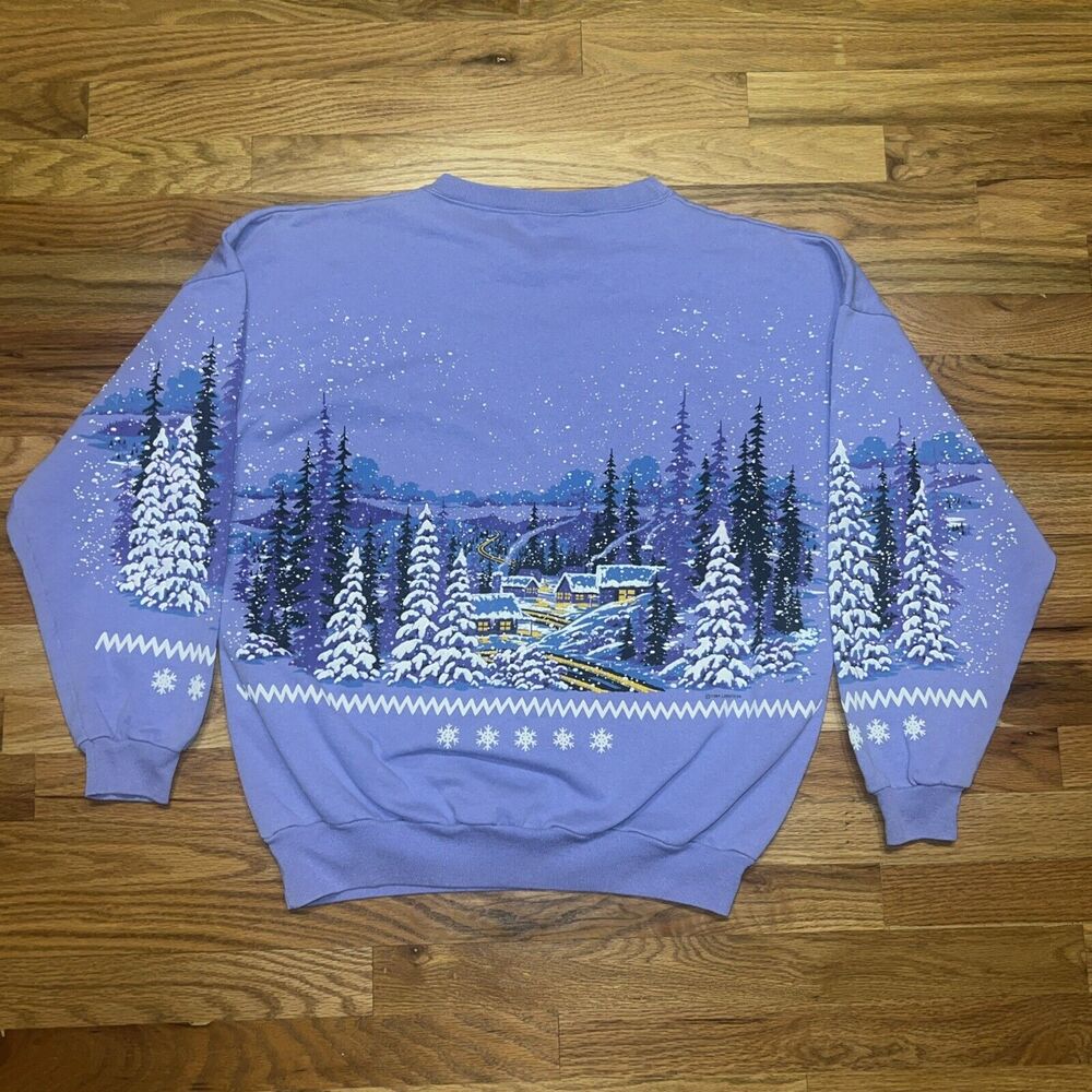Vintage 90s Puff Paint Colorado Mountains Graphic Sweatshirt USA Womens Size M/L - Picture 9 of 11